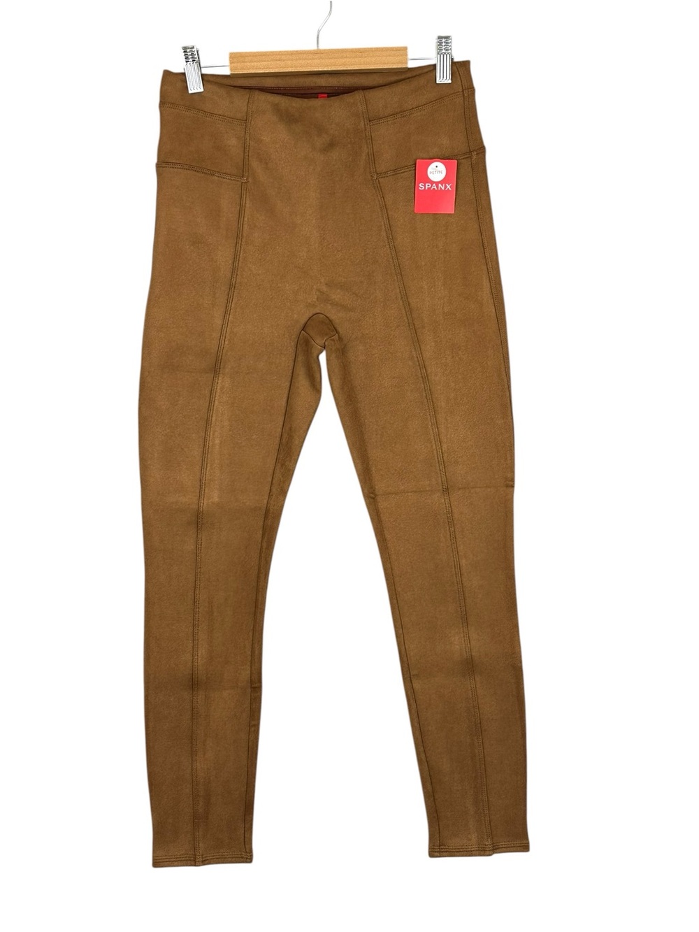 Spanx Faux Suede Leggings Camel Brown High Waisted Petite Medium